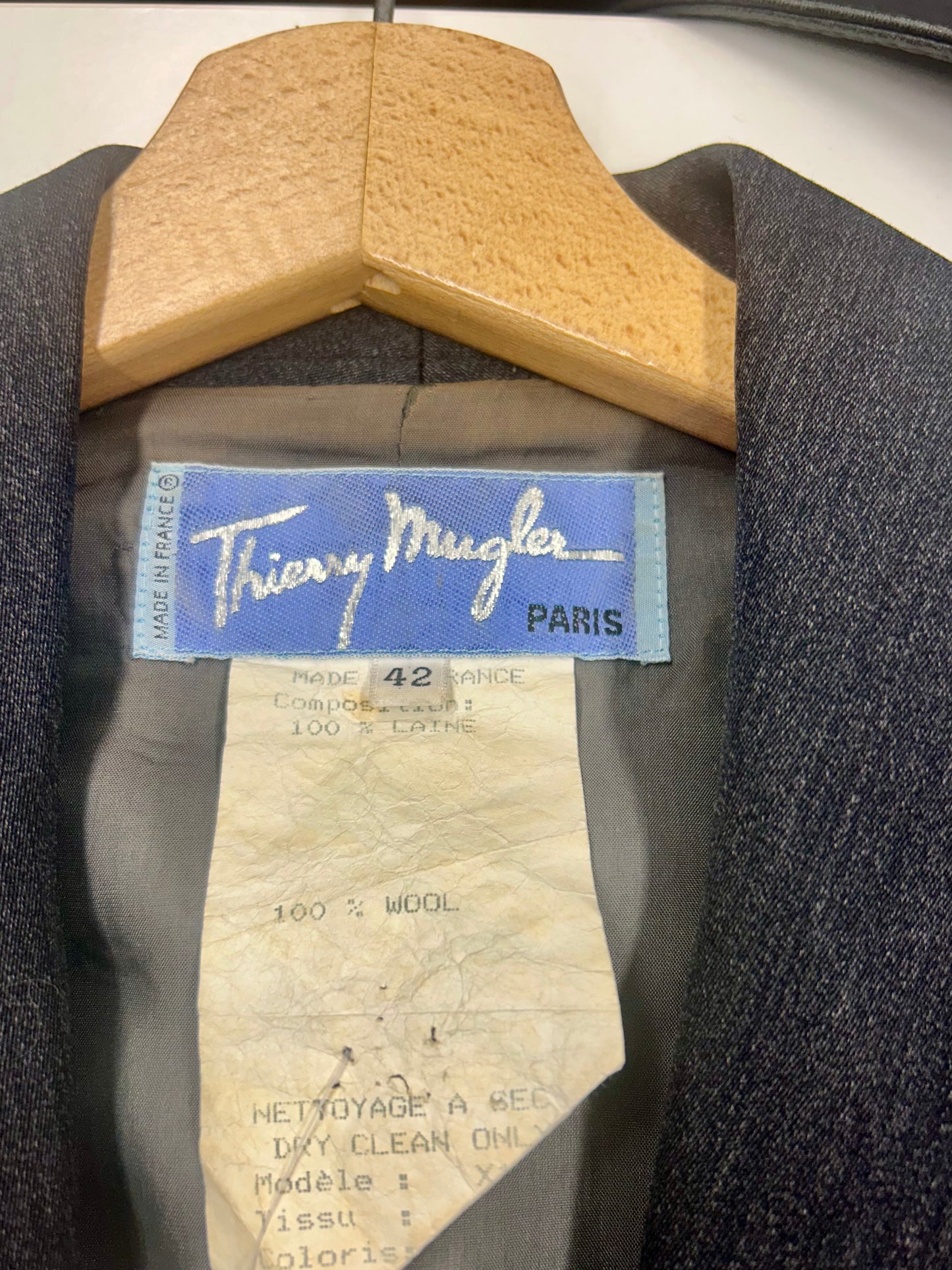 THIERRY MUGLER PARIS — Sculpted Wool Skirt Suit, c. 1980s–90s