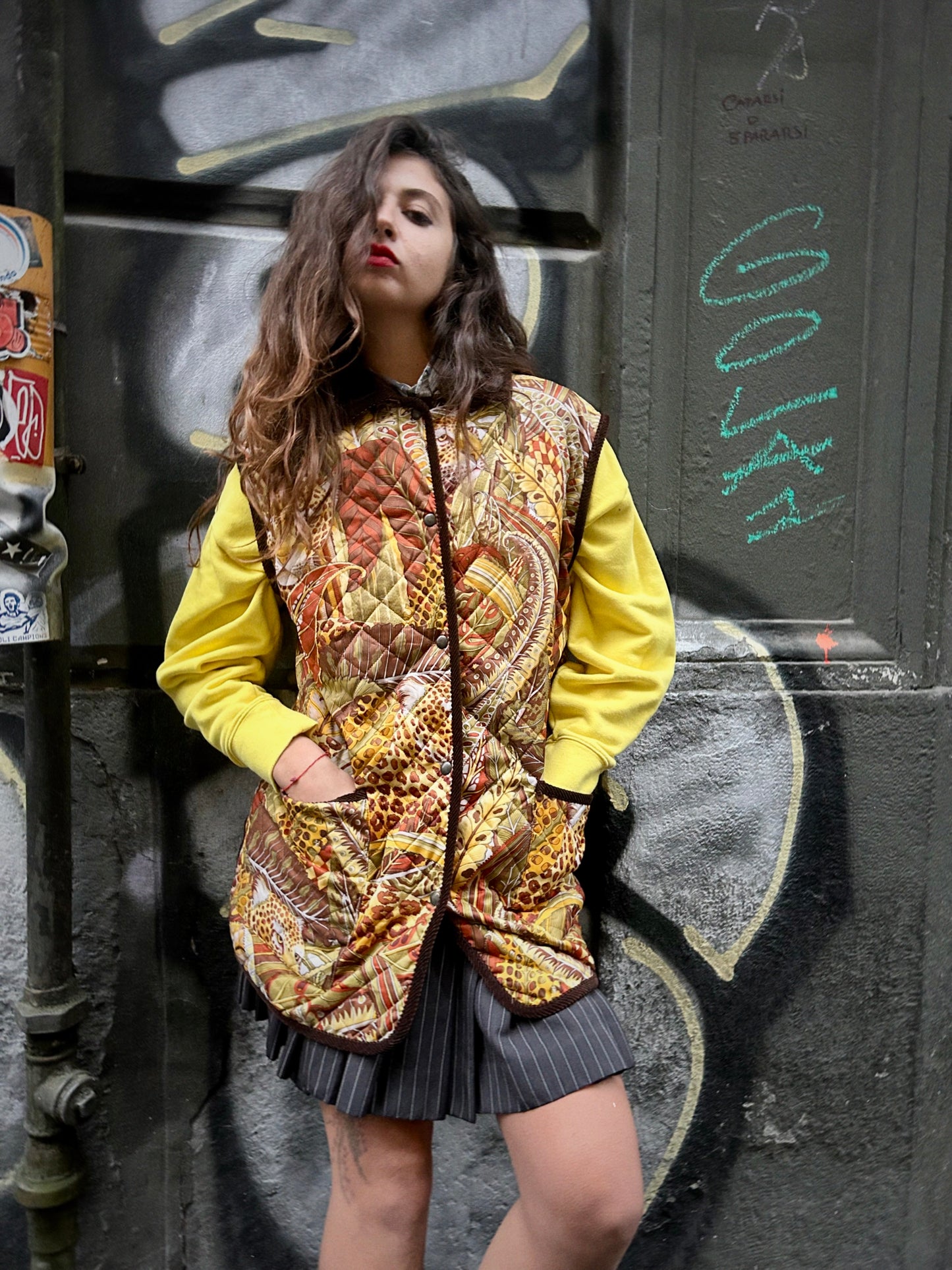 SALVATORE FERRAGAMO VINTAGE “JUNGLE” QUILTED VEST