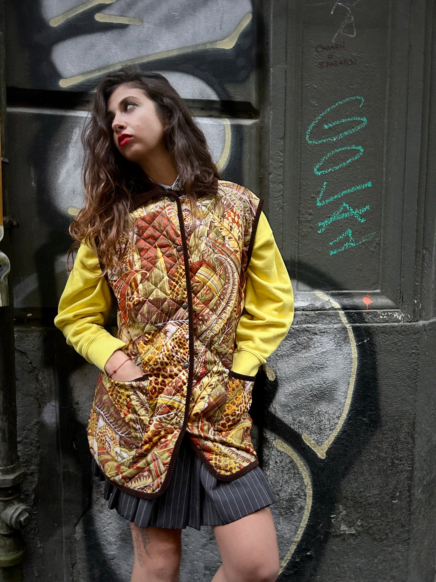 SALVATORE FERRAGAMO VINTAGE “JUNGLE” QUILTED VEST