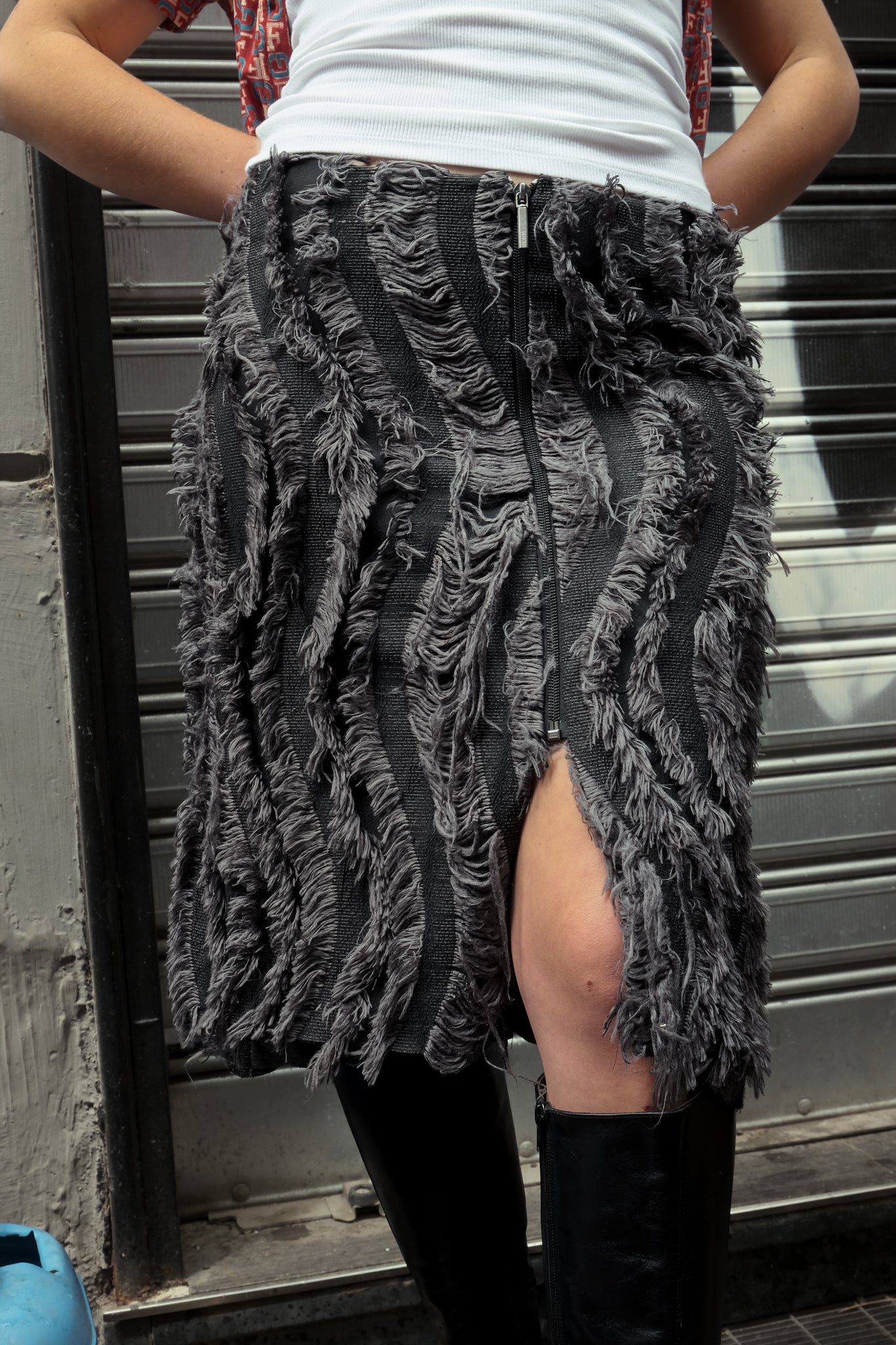 JUST CAVALLI Fringe Textured Skirt — Made in Italy