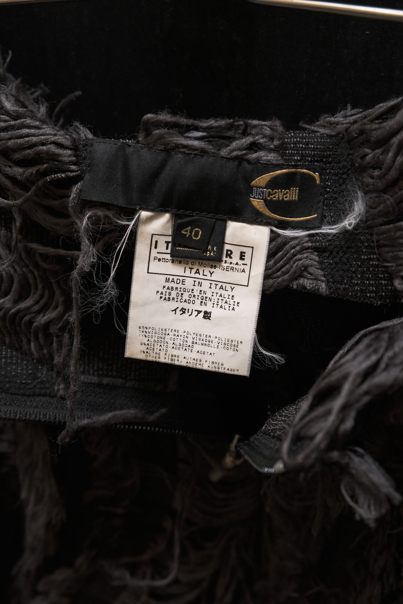 JUST CAVALLI Fringe Textured Skirt — Made in Italy