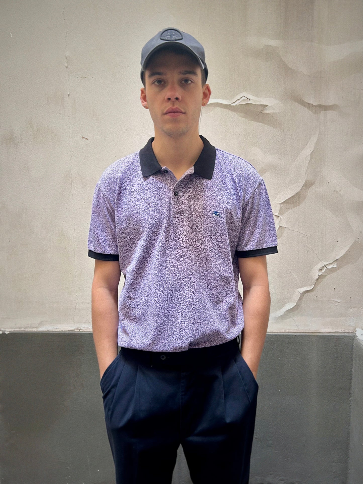 ETRO Vintage Patterned Polo – Lavender / Black