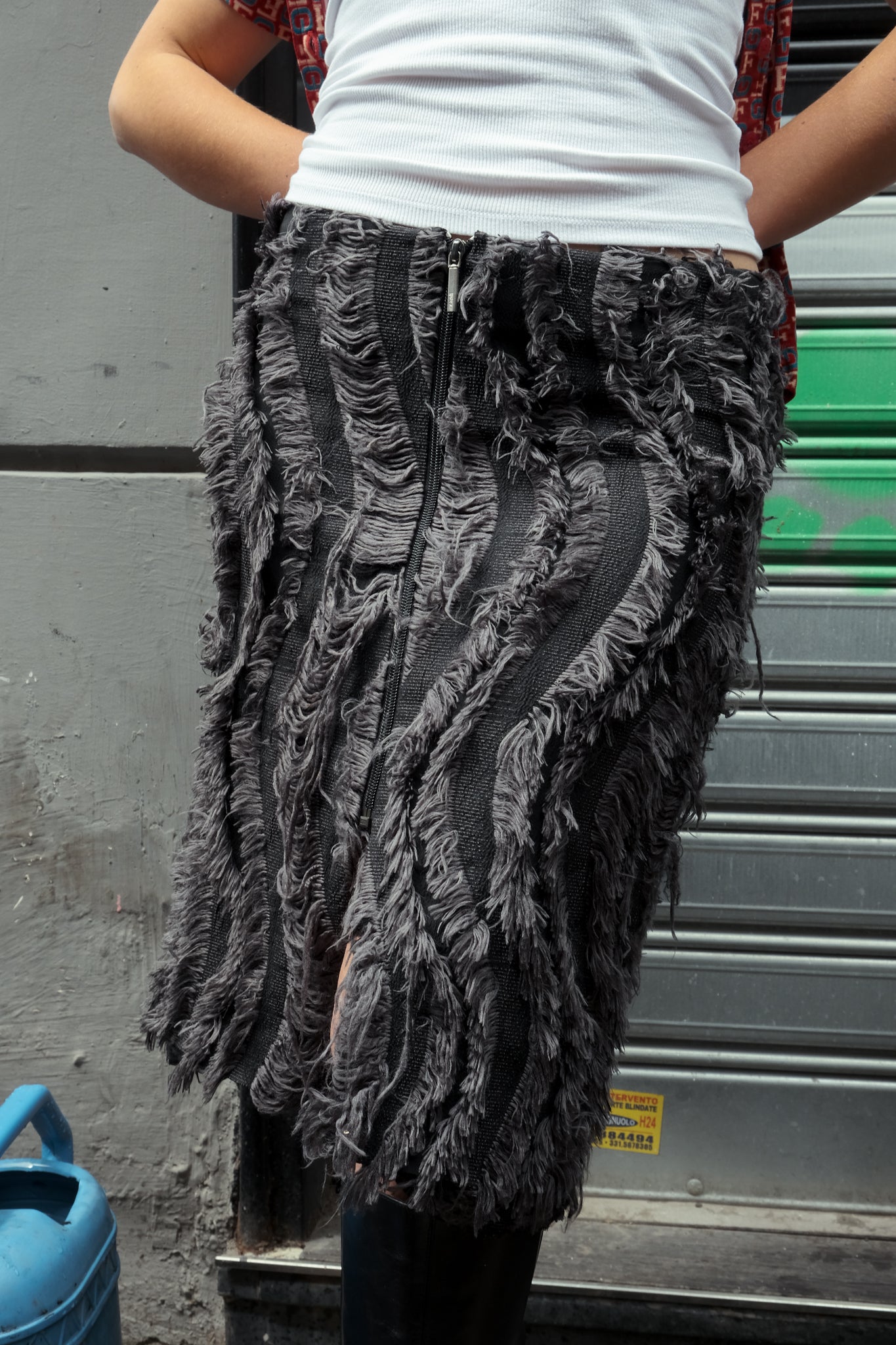 JUST CAVALLI Fringe Textured Skirt — Made in Italy