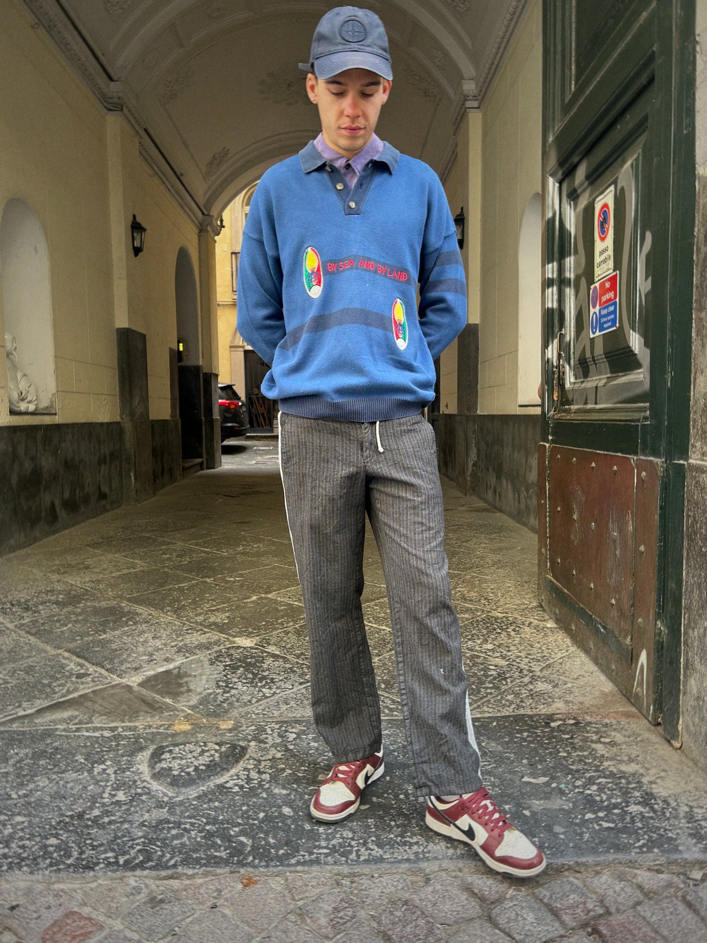Castelbajac Cotton Knit Polo Sweater – Embroidered Graphic – Made in Italy
