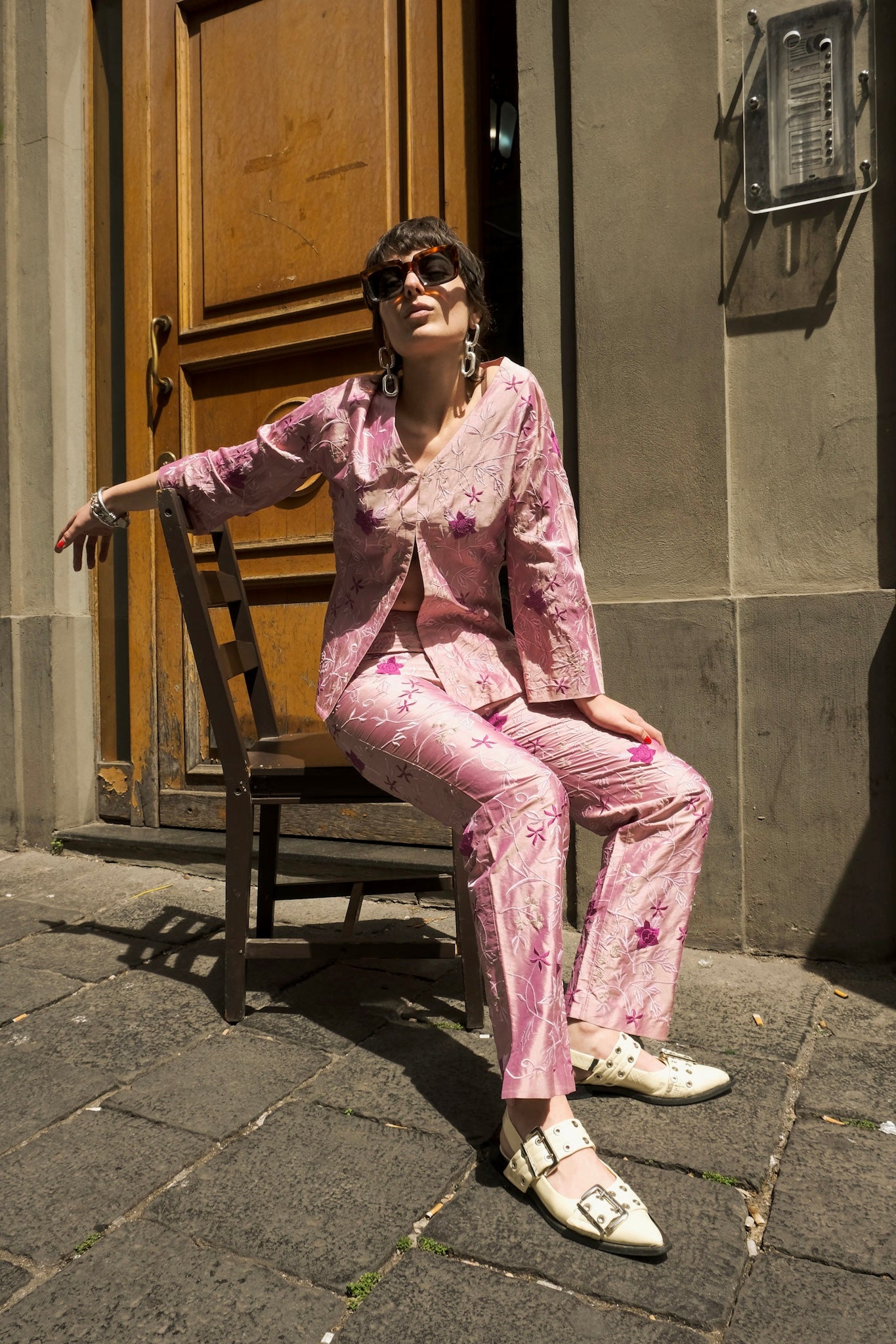 Luisa Spagnoli Embroidered Silk Two-Piece Set – Made in Italy