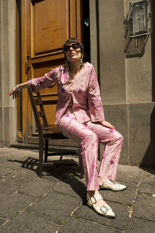 Luisa Spagnoli Embroidered Silk Two-Piece Set – Made in Italy