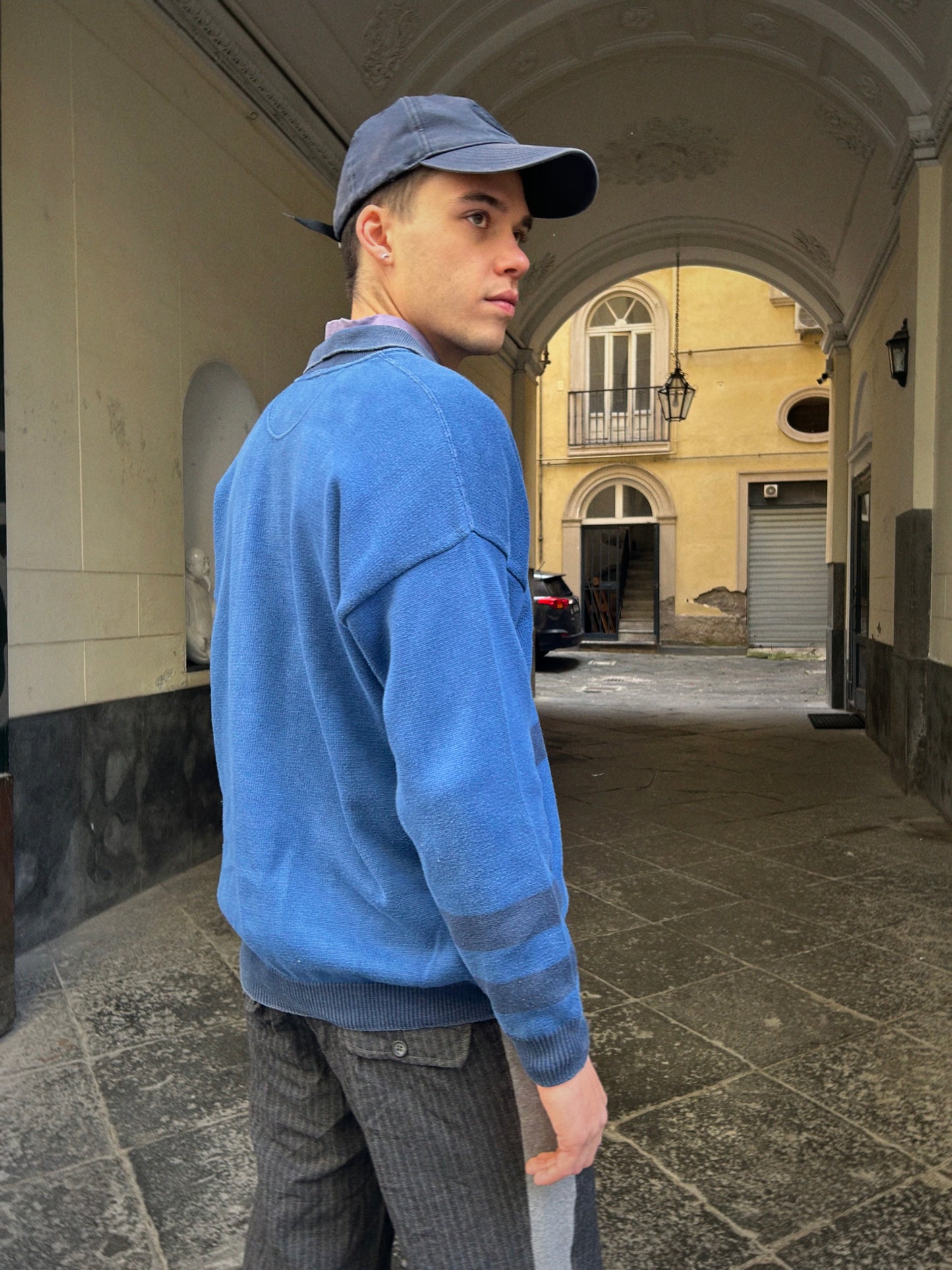 Castelbajac Cotton Knit Polo Sweater – Embroidered Graphic – Made in Italy