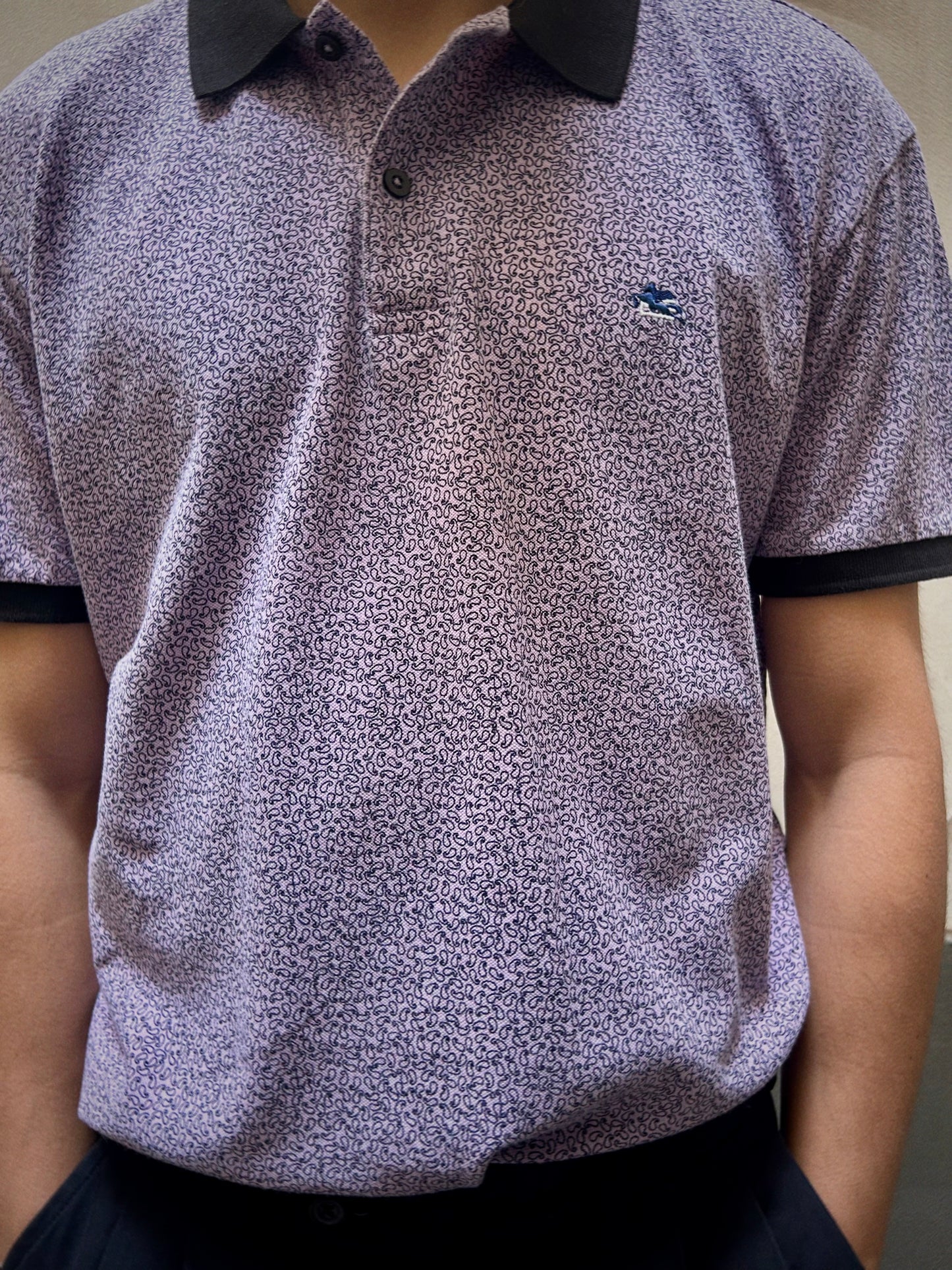 ETRO Vintage Patterned Polo – Lavender / Black