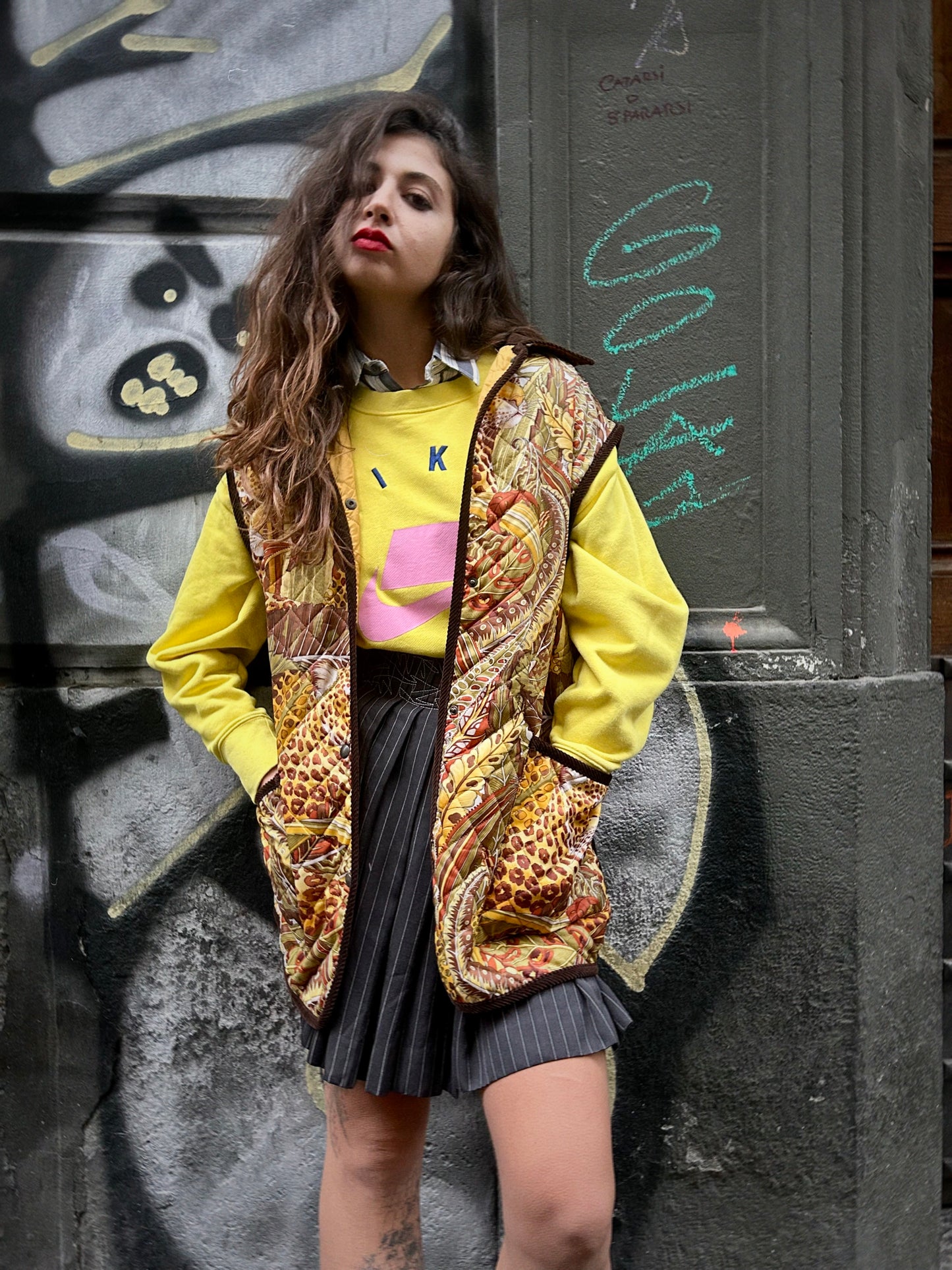 SALVATORE FERRAGAMO VINTAGE “JUNGLE” QUILTED VEST