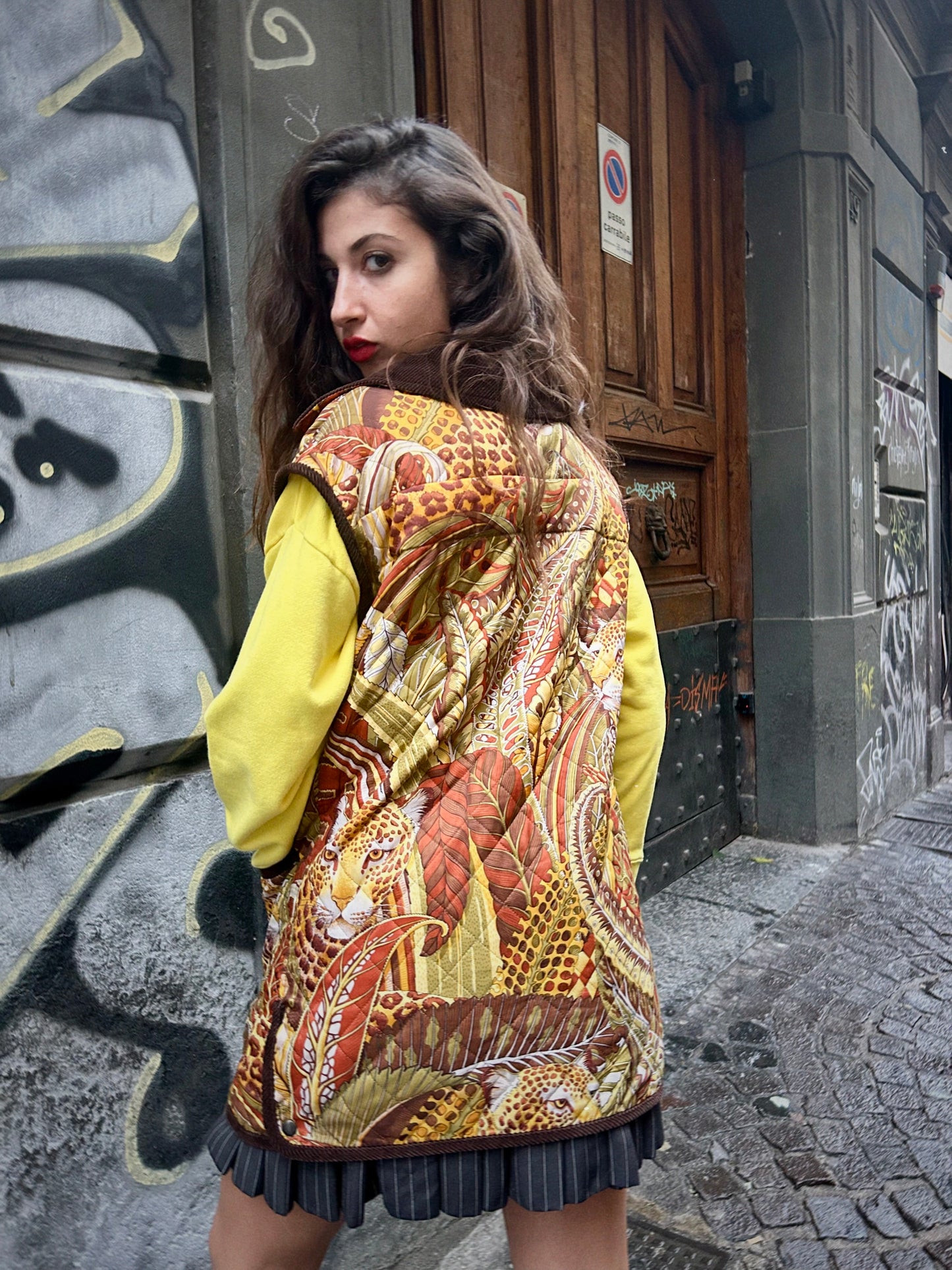 SALVATORE FERRAGAMO VINTAGE “JUNGLE” QUILTED VEST