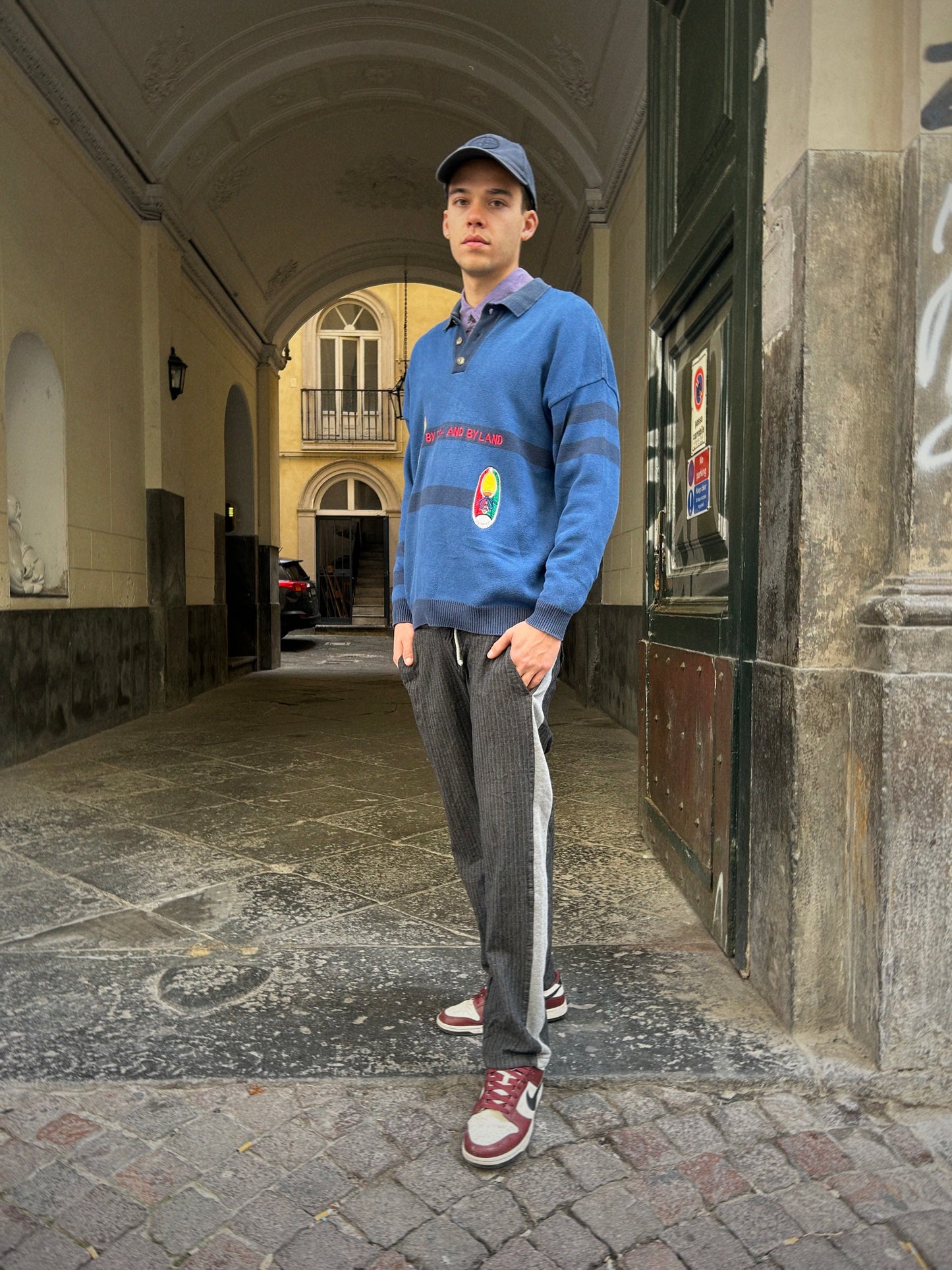 Castelbajac Cotton Knit Polo Sweater – Embroidered Graphic – Made in Italy